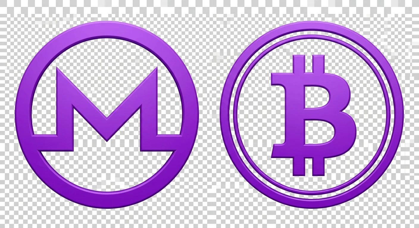 Bitcoin and Monero logos side by side