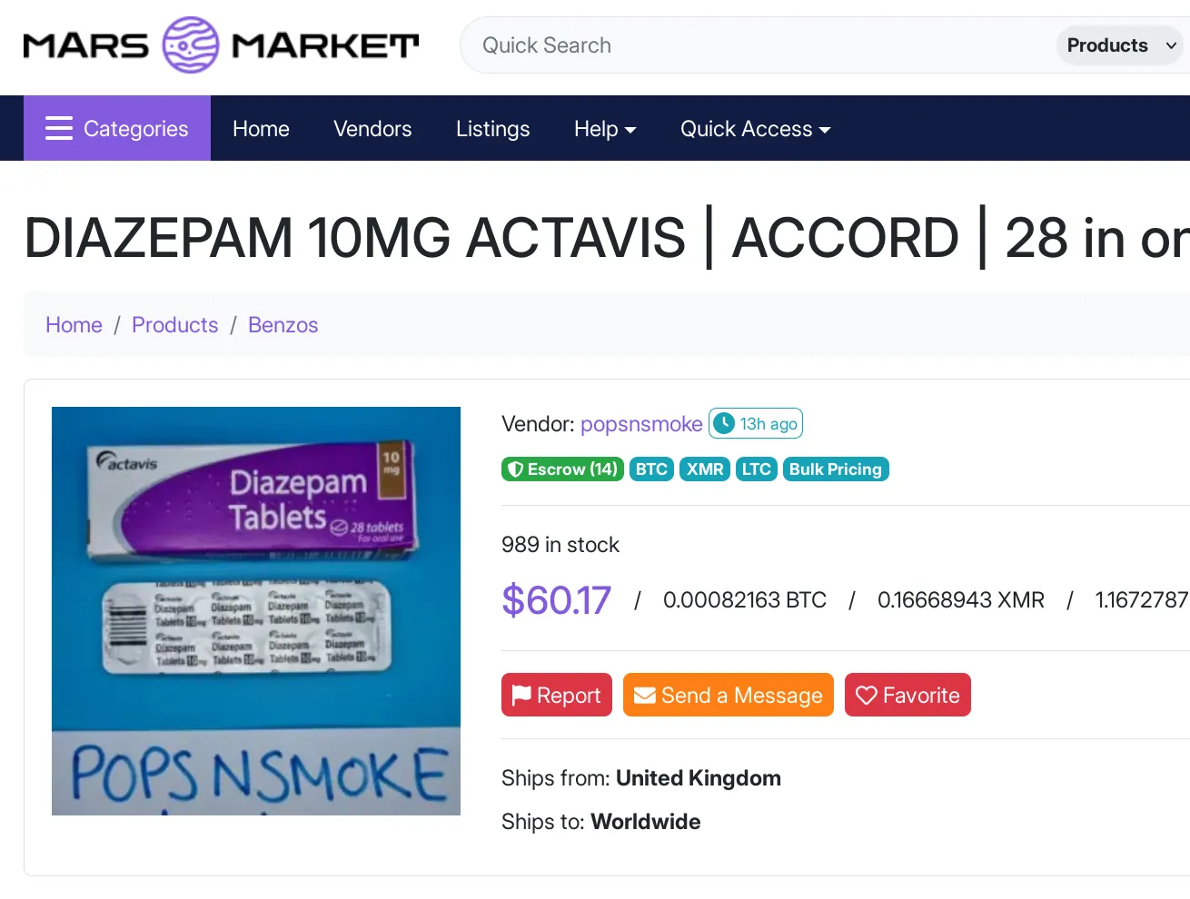 MarsMarket product creation form showing pricing and shipping options